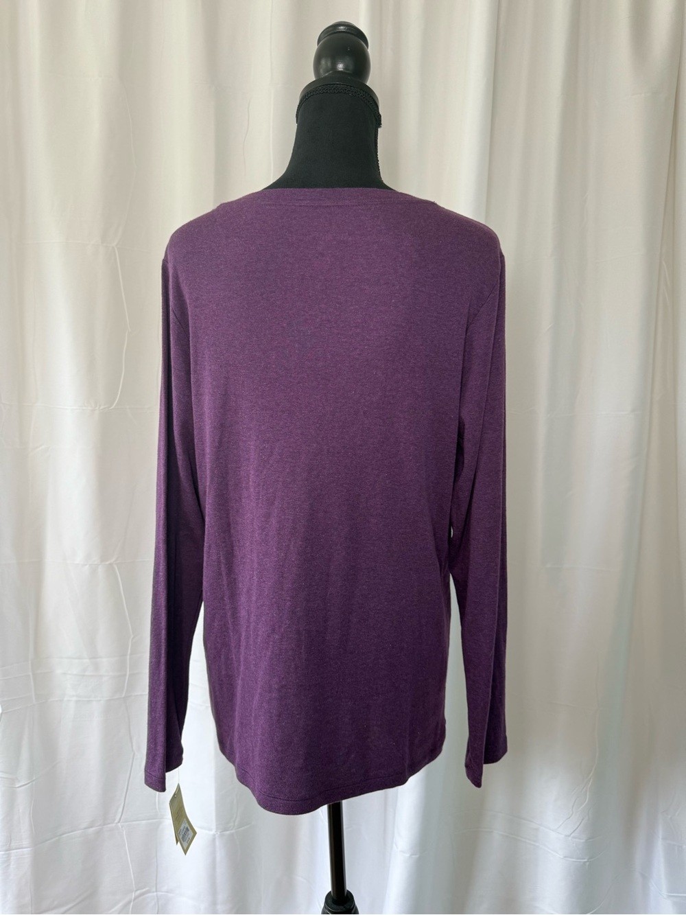 NWT Eggplant Heather Gold Turquoise Graphic Tee Top Long Sleeve Women's Plus 0X - Picture 2 of 9
